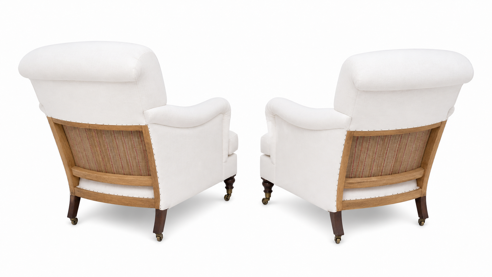 Pair of Scrolled Back English Rolled Arm Chairs - Image 3