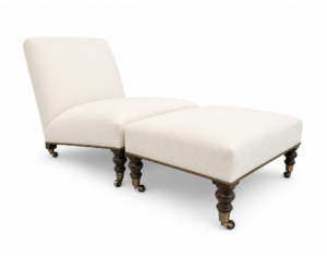 Victorian-style Armless Chaise lounge with Matching Ottoman